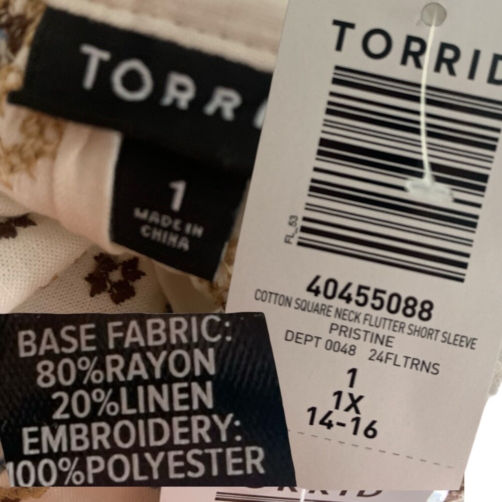 TORRID Beach Linen Eyelet‎ Trim Shirt NWT Size 1X - Picture 8 of 8